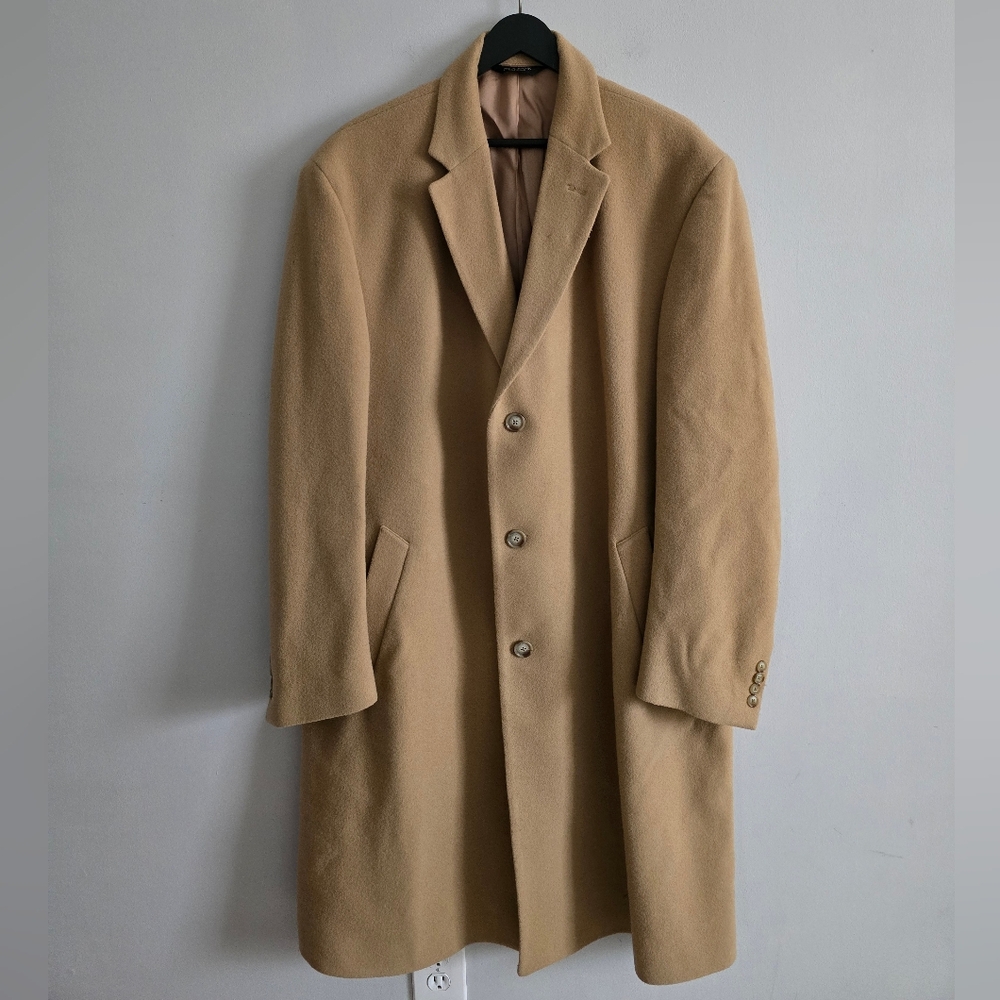 JoS A Bank Camel Wool Overcoat Mens 46L